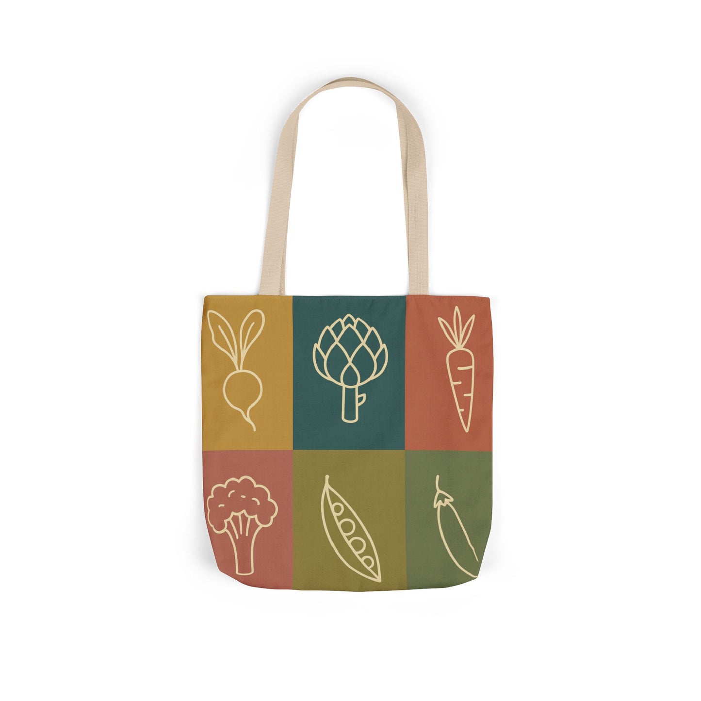 Vegetable Patch Tote Bag — Retro Produce Canvas Grocery Tote