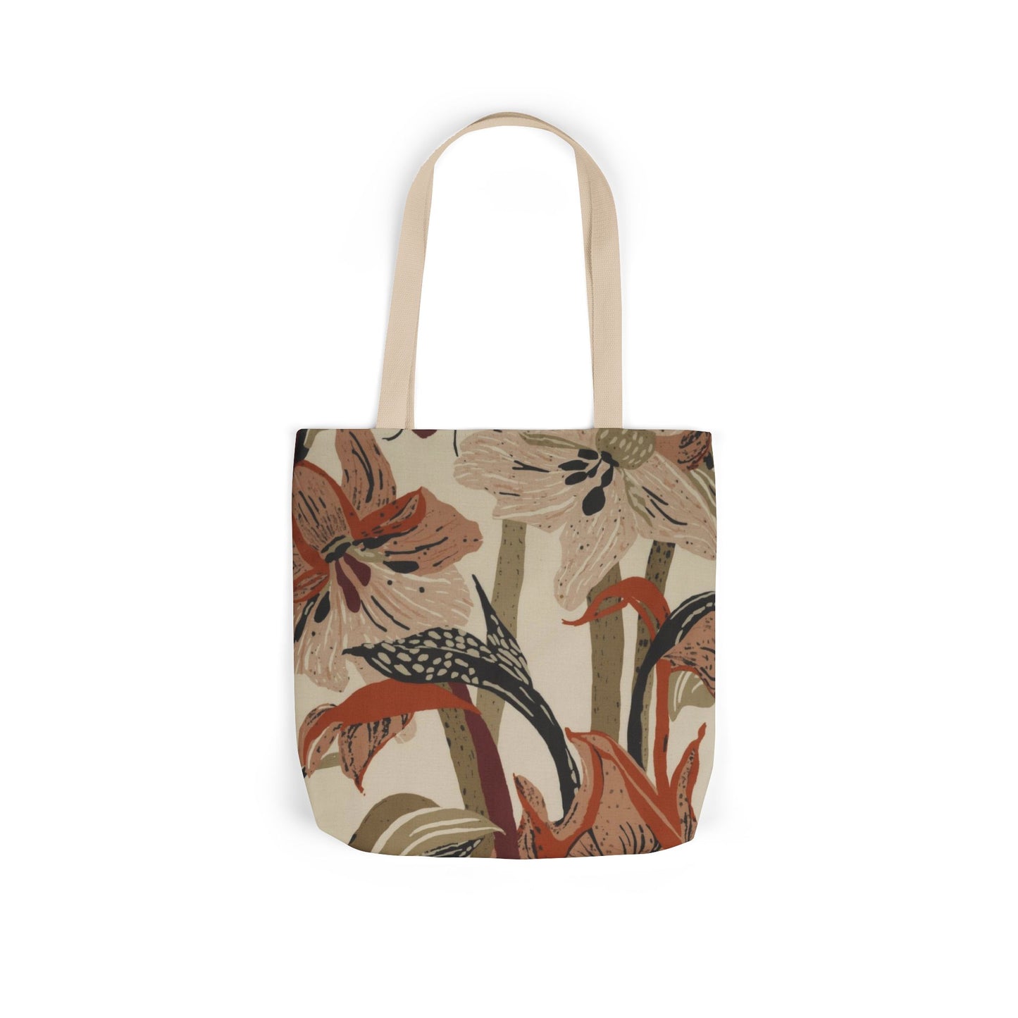 Vintage Floral Canvas Tote Bag — Earthy Botanical Print