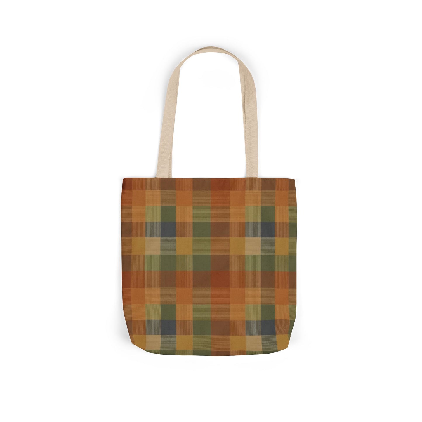 Autumn Plaid Canvas Tote Bag — Rustic Fall Market Bag
