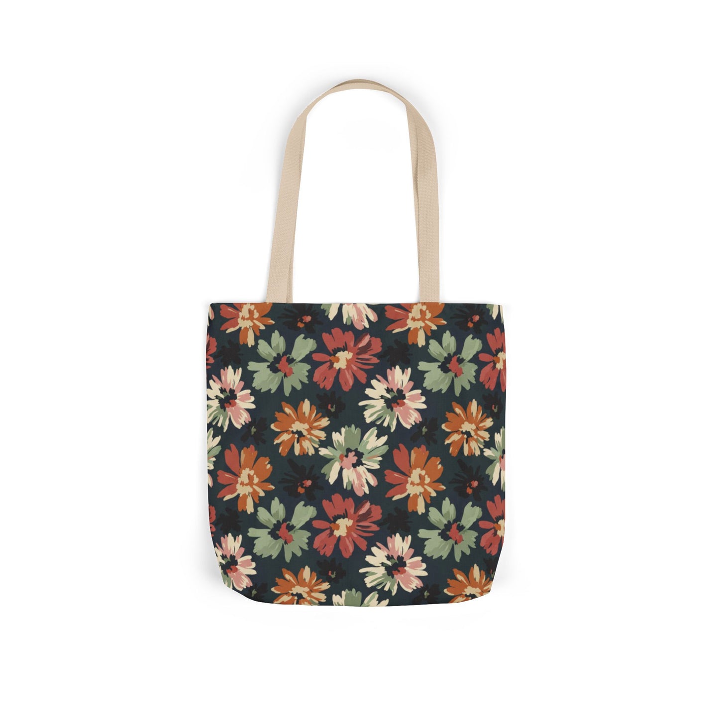 Floral Canvas Tote Bag — Vintage Autumn Daisy Print