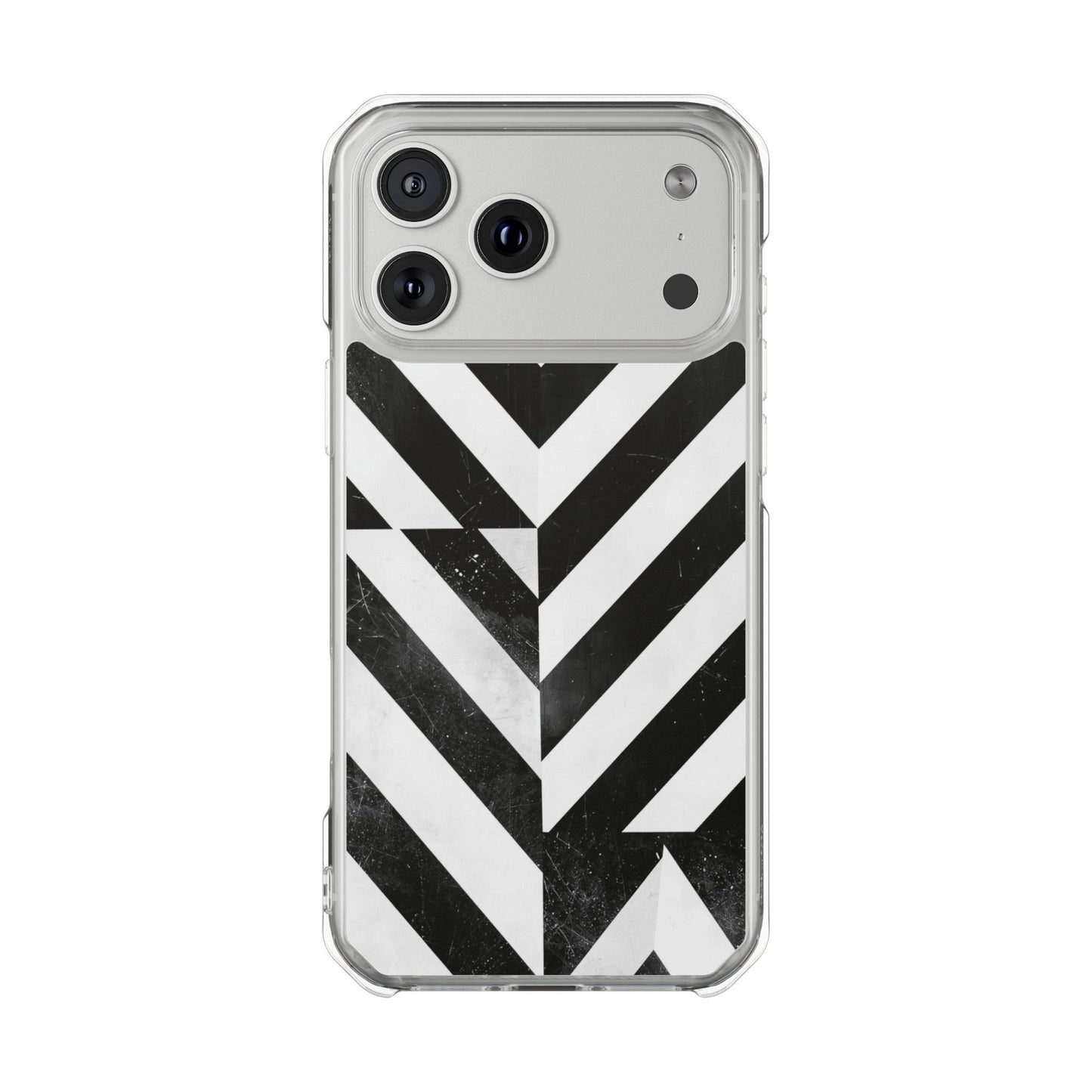 Clear Magnetic Phone Case — Bold Black & White Chevron Impact Design