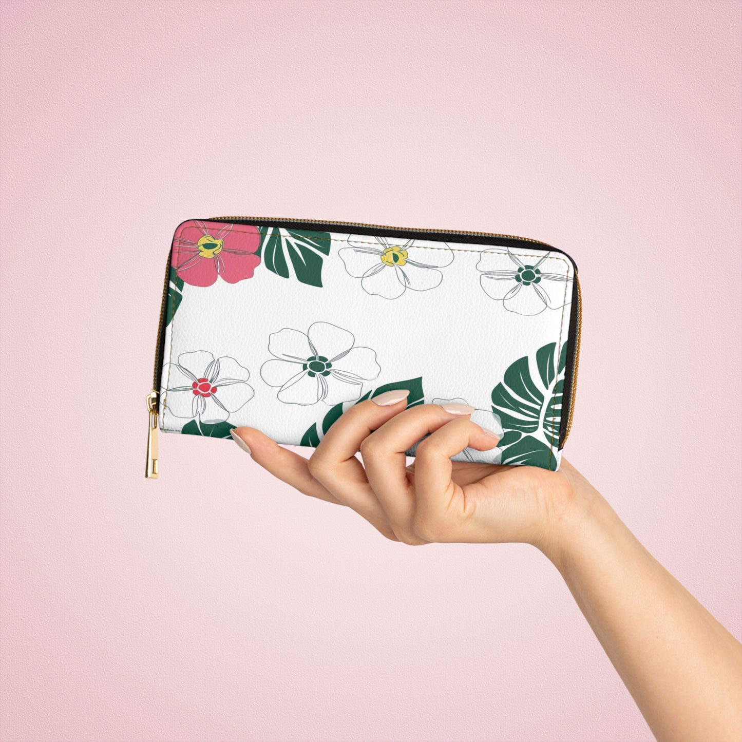 Women's Tropical Wallet - Summer Monstera Zipper Wallet