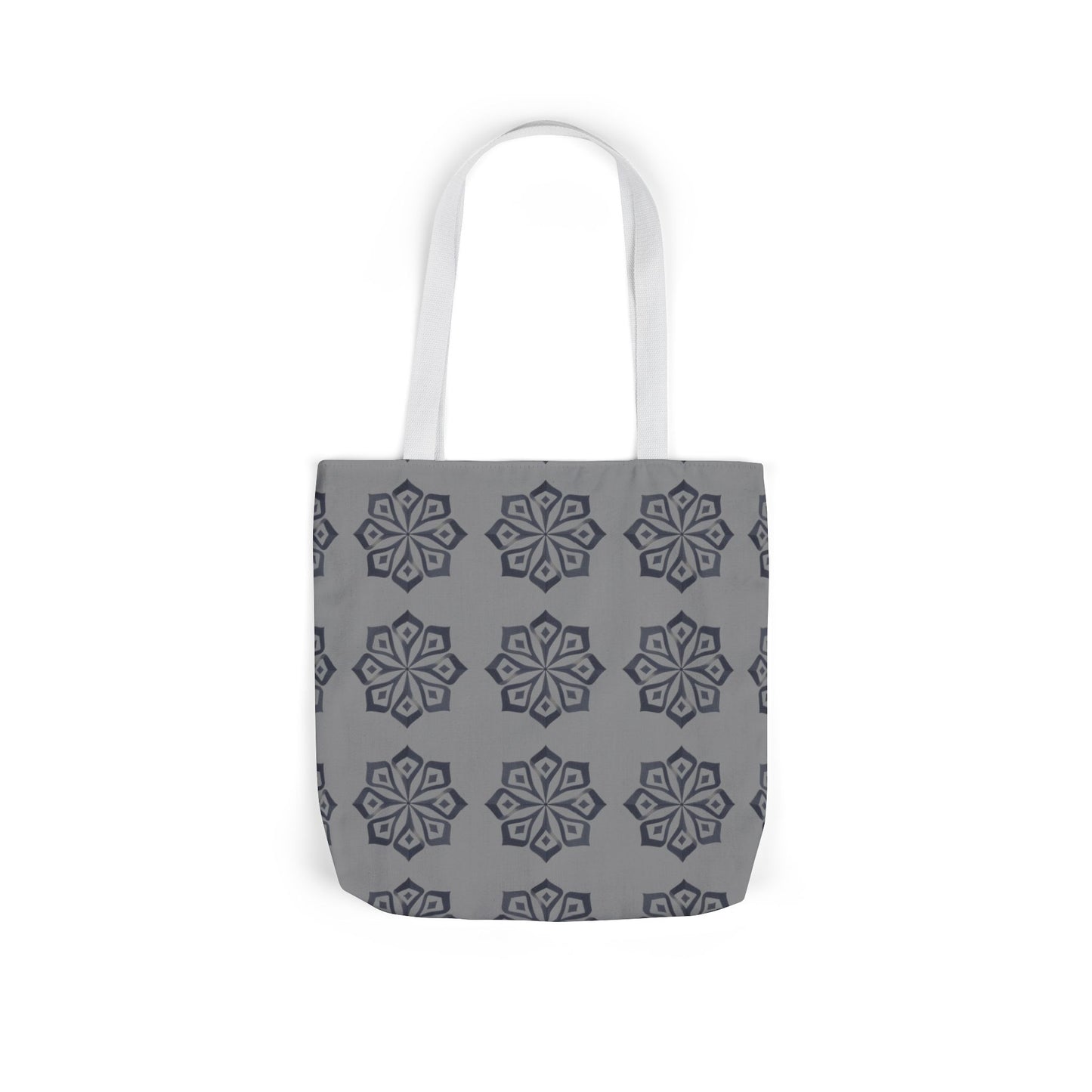 Gray Floral Pattern Canvas Tote Bag — Reusable Everyday Shopping Tote