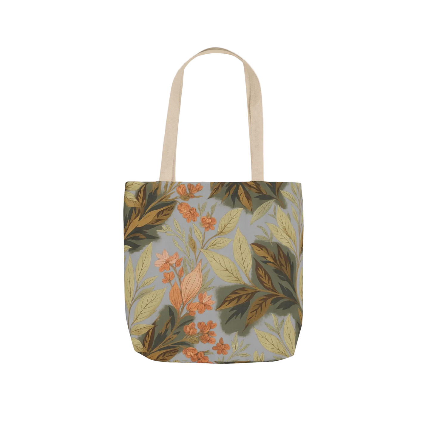 Floral Vintage Leaves Canvas Tote — Botanical Market Bag