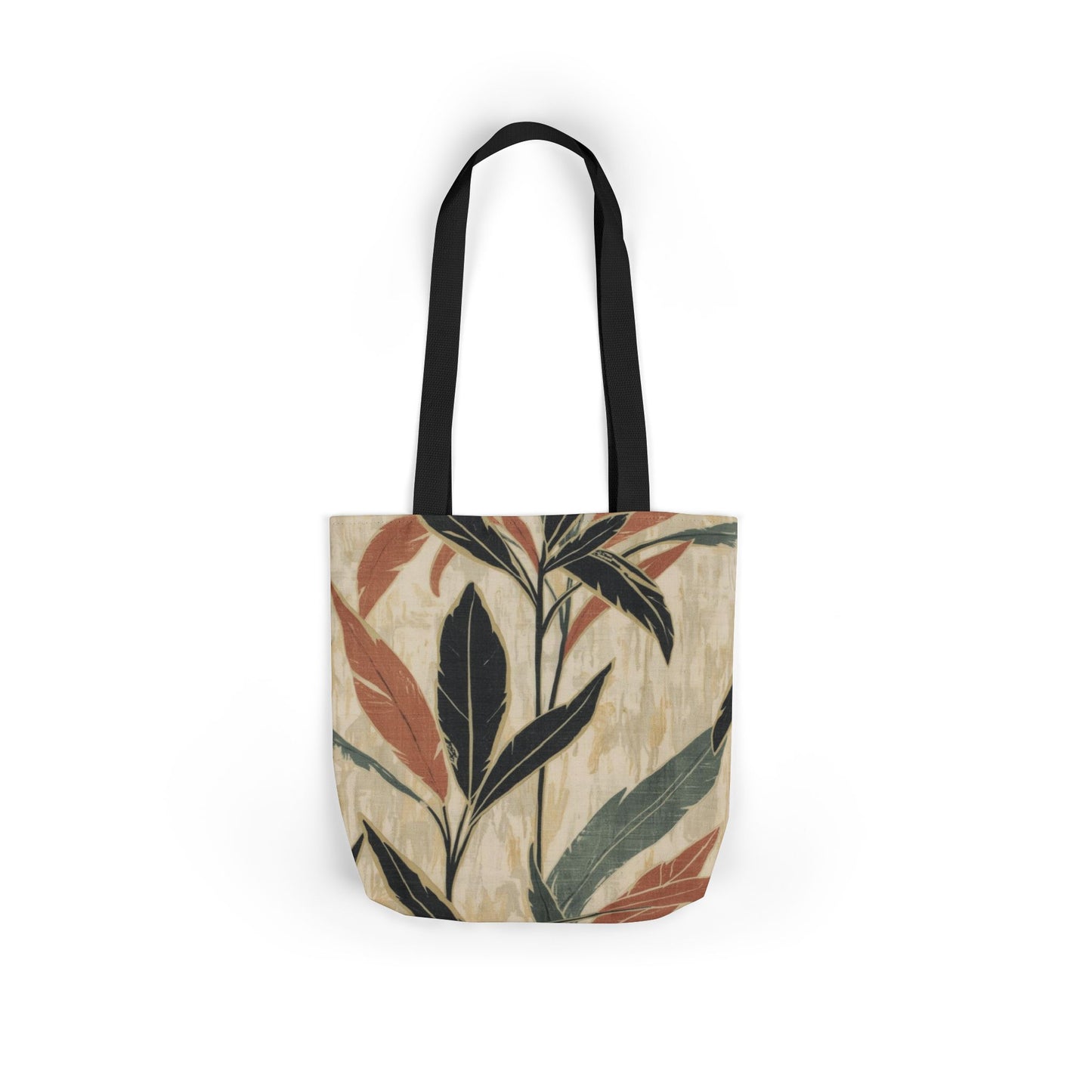 Botanical Canvas Tote Bag — Earth Tones Leaf Print