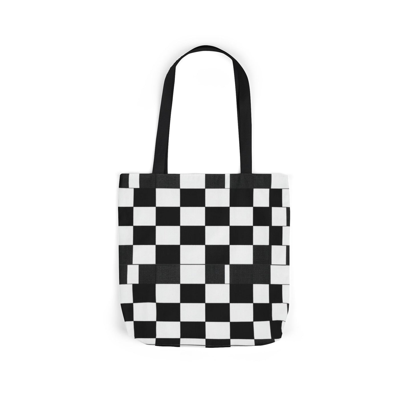 Checkerboard Canvas Tote Bag – Black & White Retro Grid Pattern
