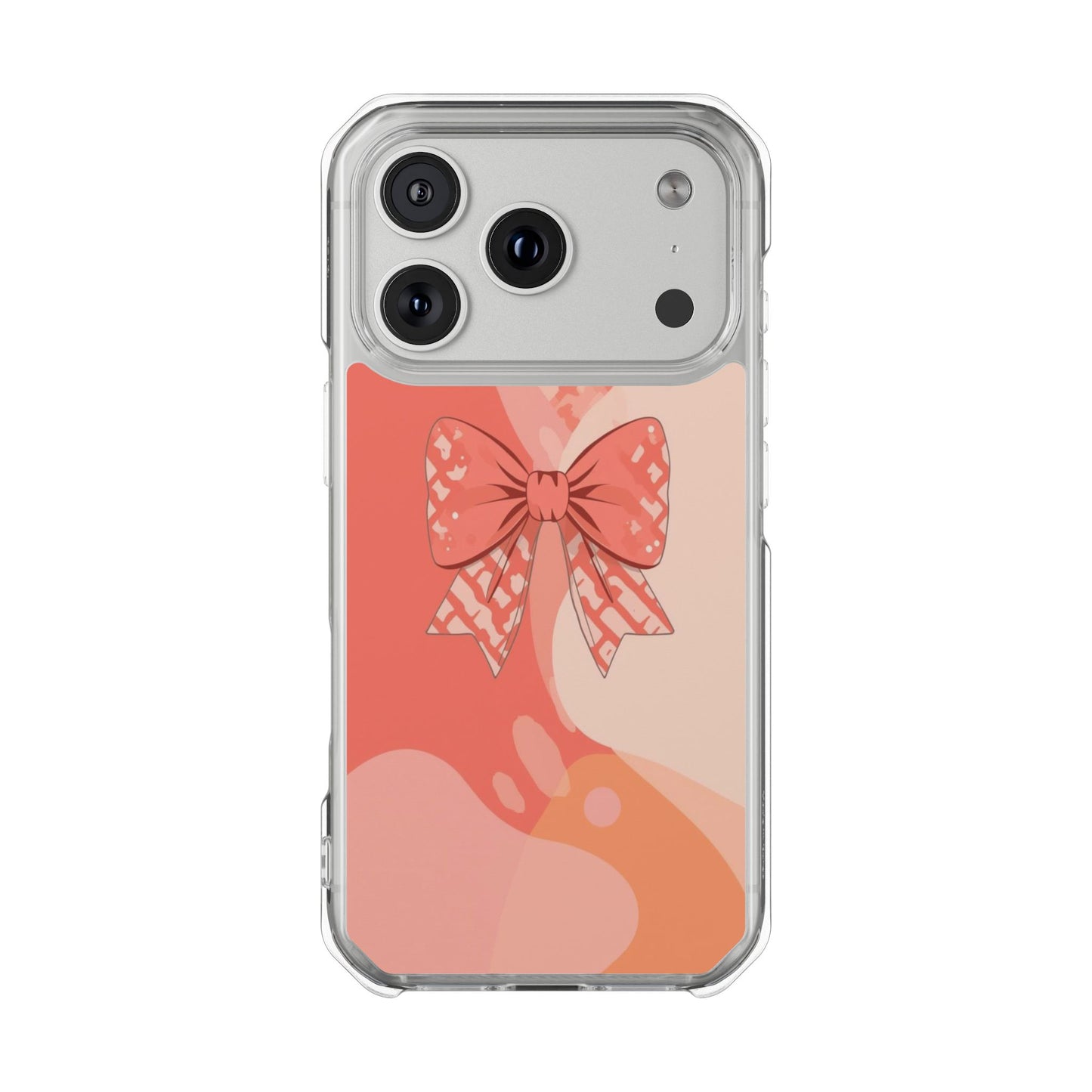 Clear Magnetic Phone Case — Pink Bow Design