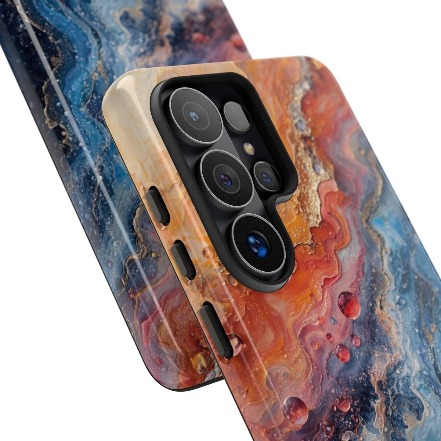 Marbled Galaxy Tough Phone Case — Abstract Blue & Coral Protective Cover