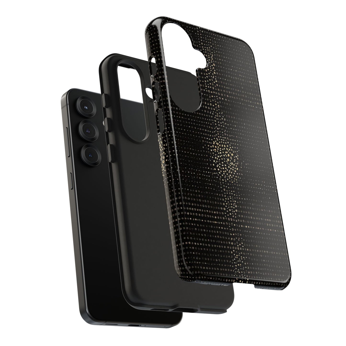 Tough Phone Case — Black Textured Metallic Dot Shield