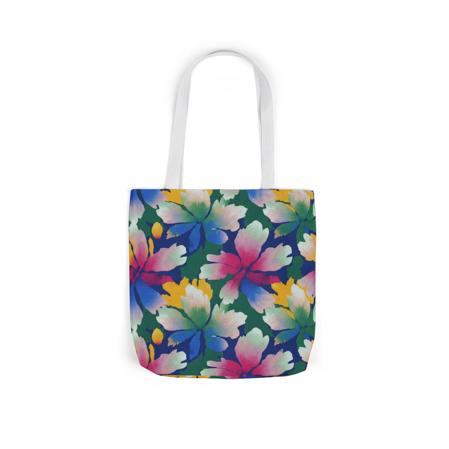 Colorful Tropical Floral Canvas Tote Bag — Vibrant Hibiscus Print