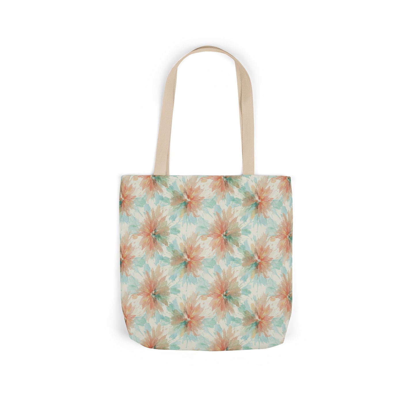 Tie-Dye Floral Canvas Tote Bag — Boho Pastel Market Tote