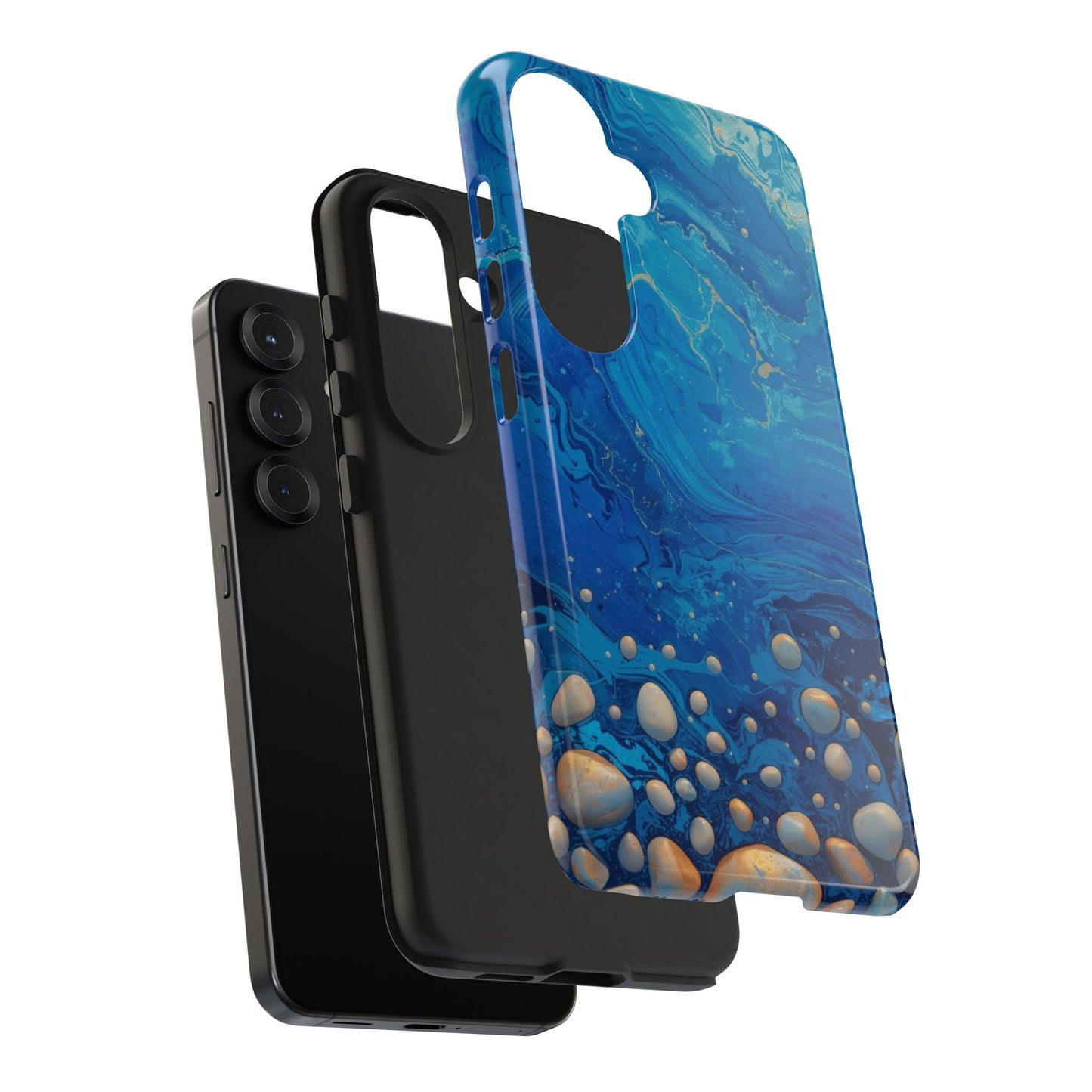 Blue Ocean Pebble Tough Phone Case — Protective Artistic Marble Design