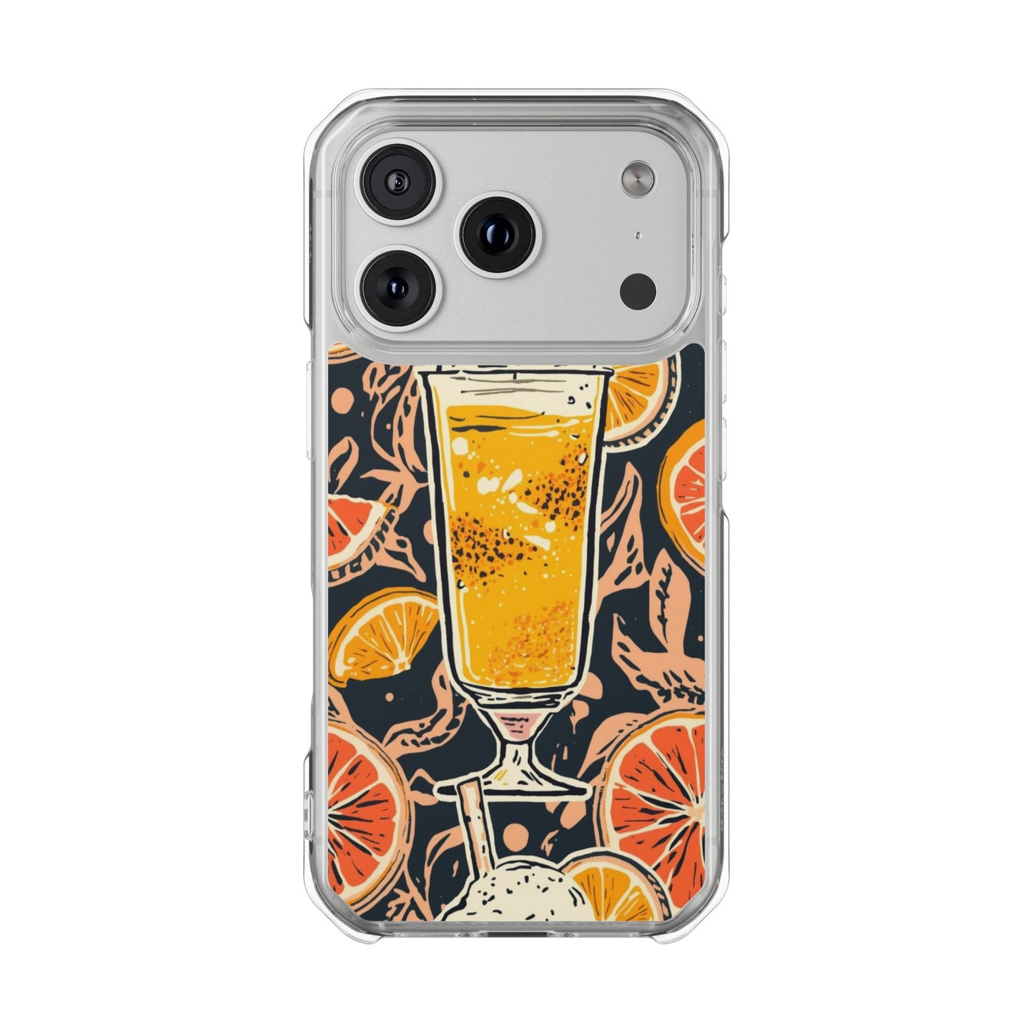 Clear Magnetic Phone Case — Citrus Beer Glass Design