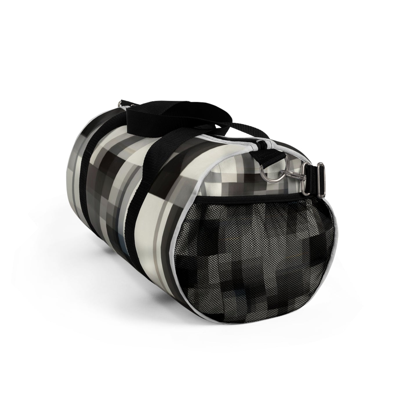 Monochrome Pixel Pattern Duffel Bag — Modern Travel Gym Bag