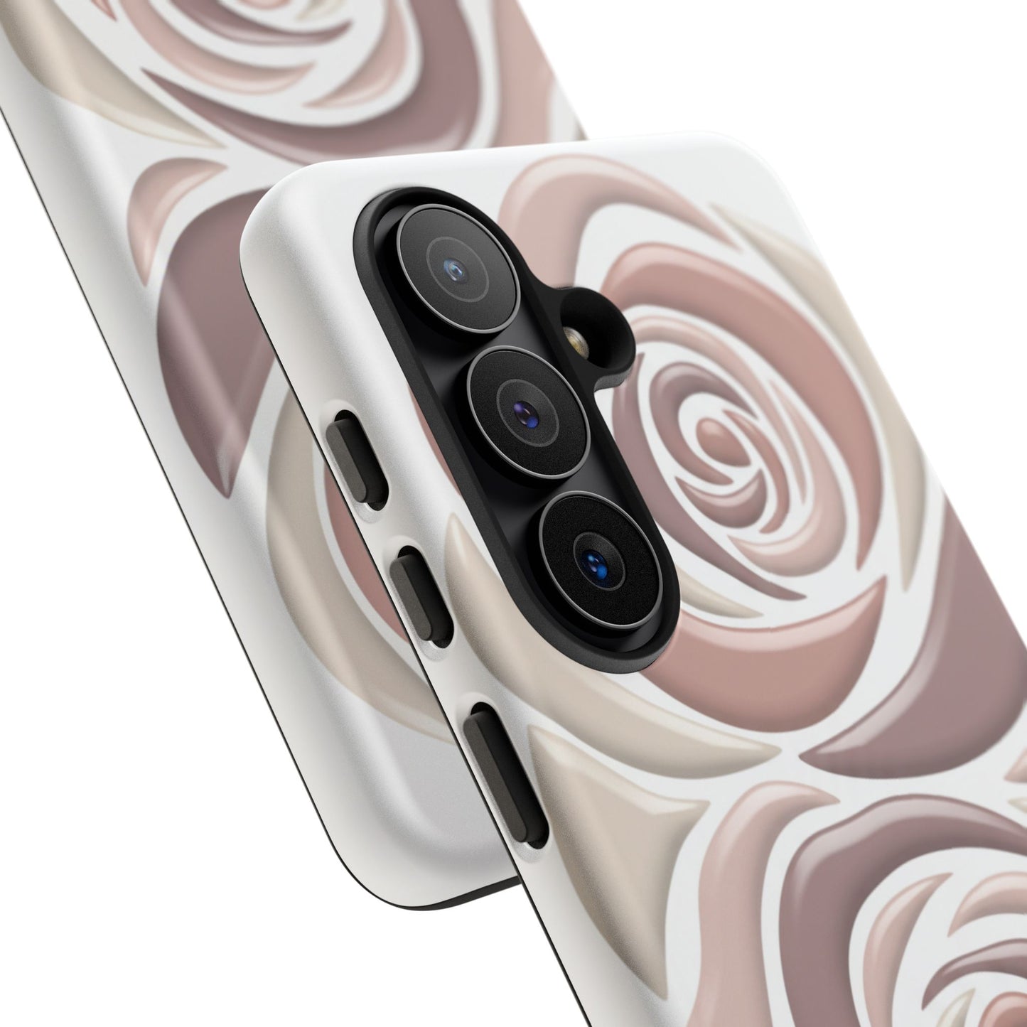 Floral Rose Tough Phone Case — Neutral Blush Protective Cover