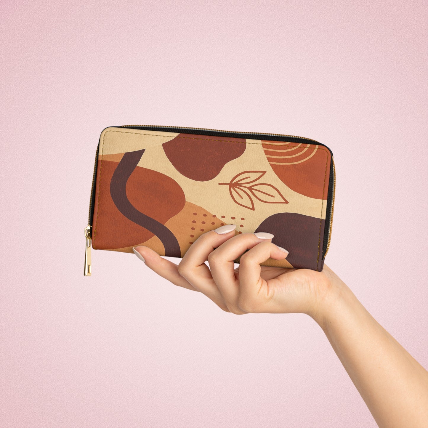 Women's Fall Ochre Wallet - Vegan Modern Zipper Wallet