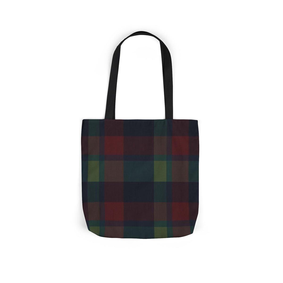Plaid Canvas Tote Bag — Dark Autumn Tartan Market Tote