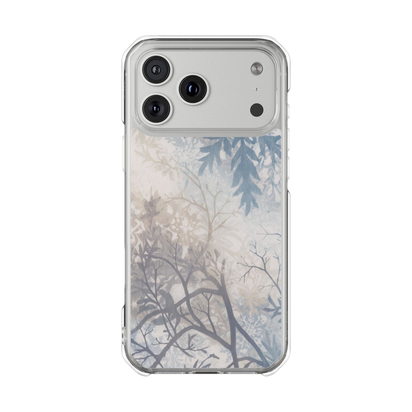 Clear Impact Phone Case with Delicate Botanical Shadow Design — Magnetic Compatible