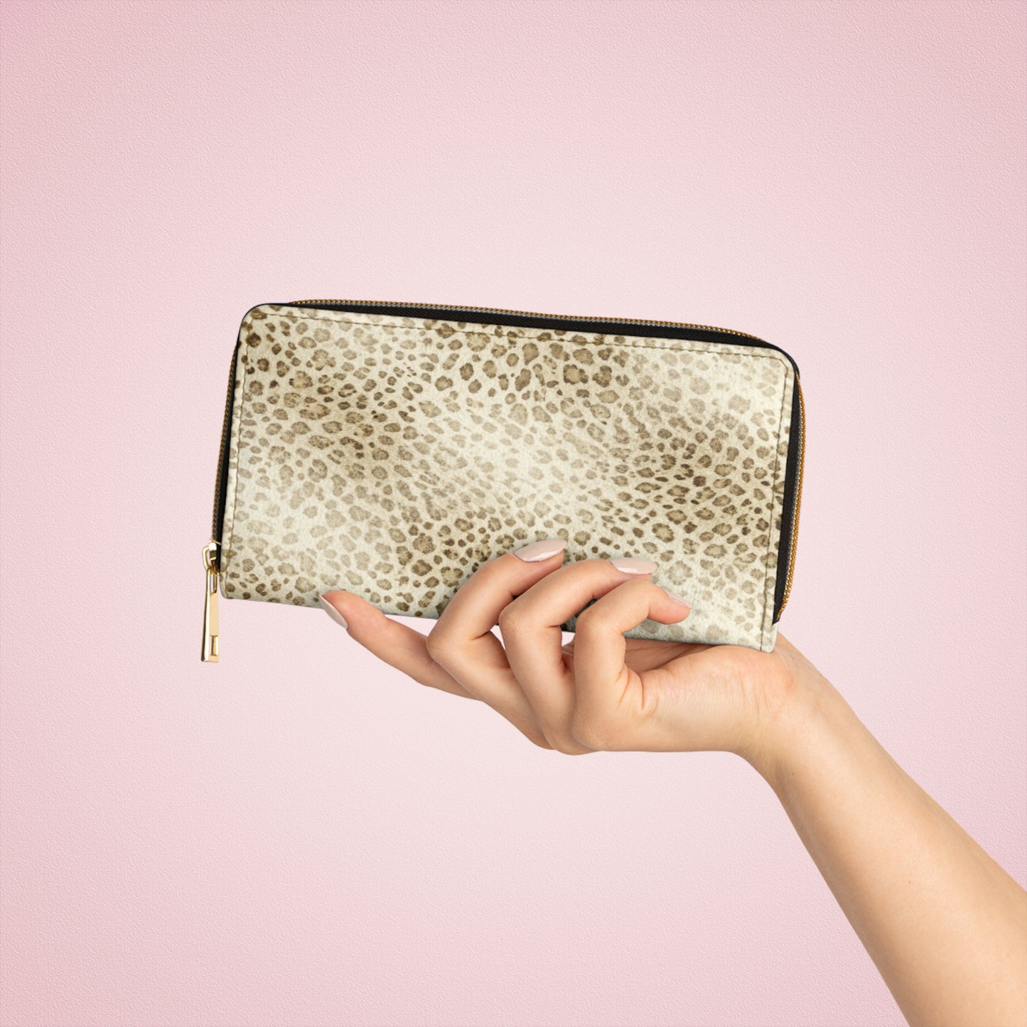 Leopard Print Zipper Wallet — Chic Animal-Print Women's Wallet with Gold Zip
