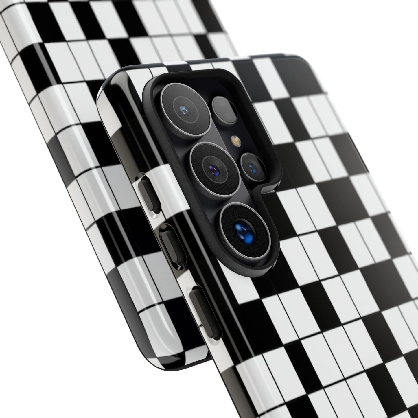 Crossword Grid Phone Case — Black & White Puzzle Pattern Tough Phone Cover