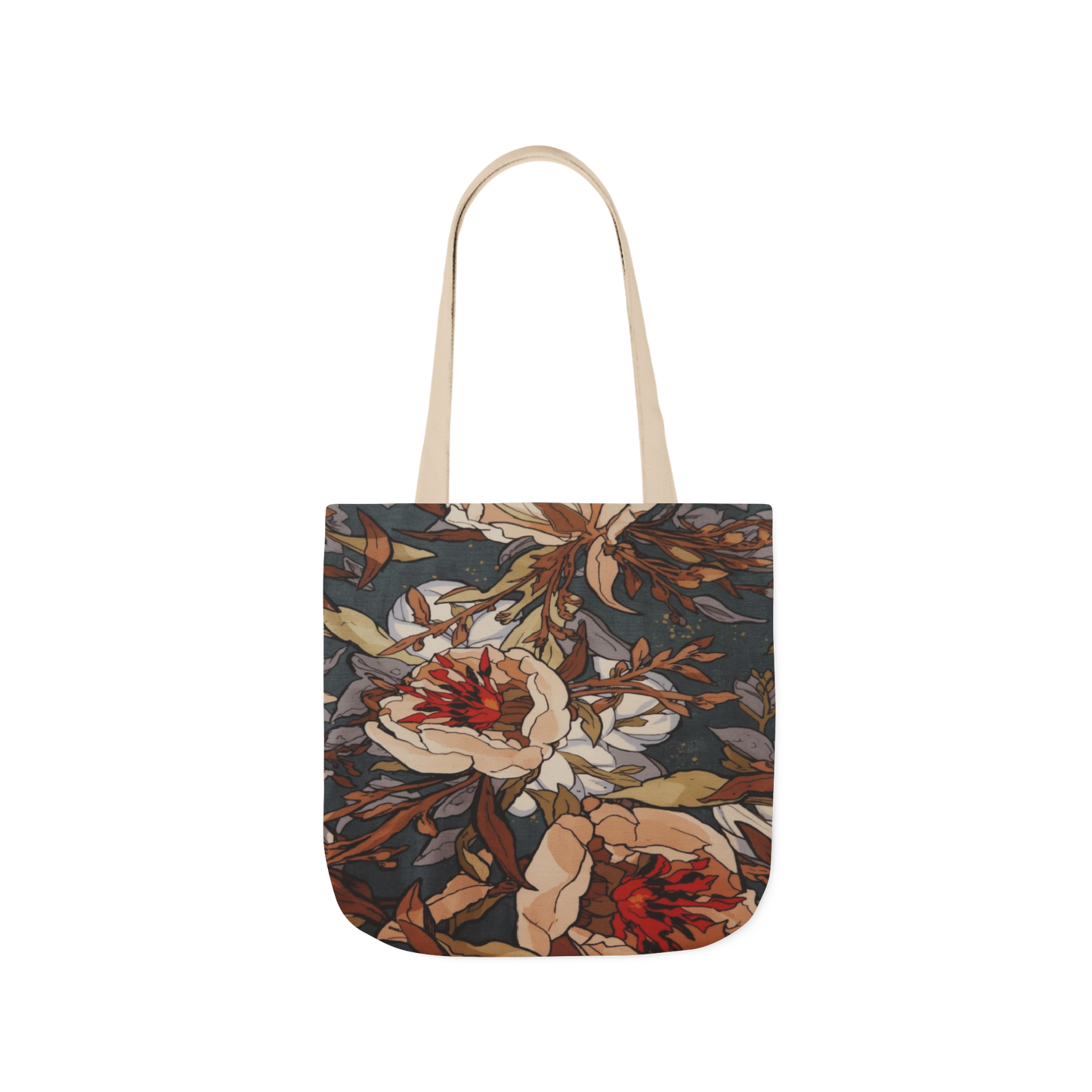 Vintage Floral Canvas Tote Bag — Autumn Rose Market Tote