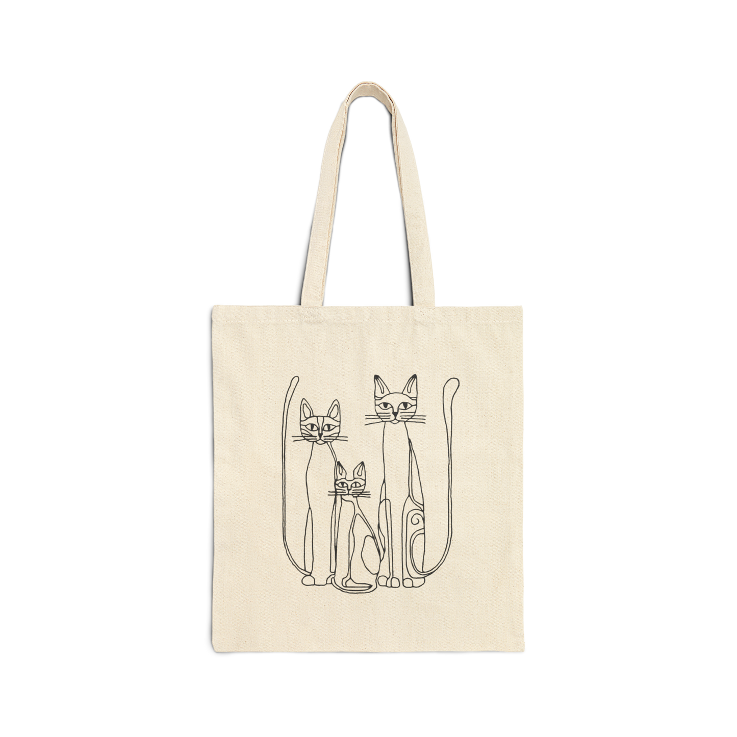 Boho Folk Cat Canvas Tote Bag for Eco-Friendly Shopping, Great for Everyday, Gifts, and Books