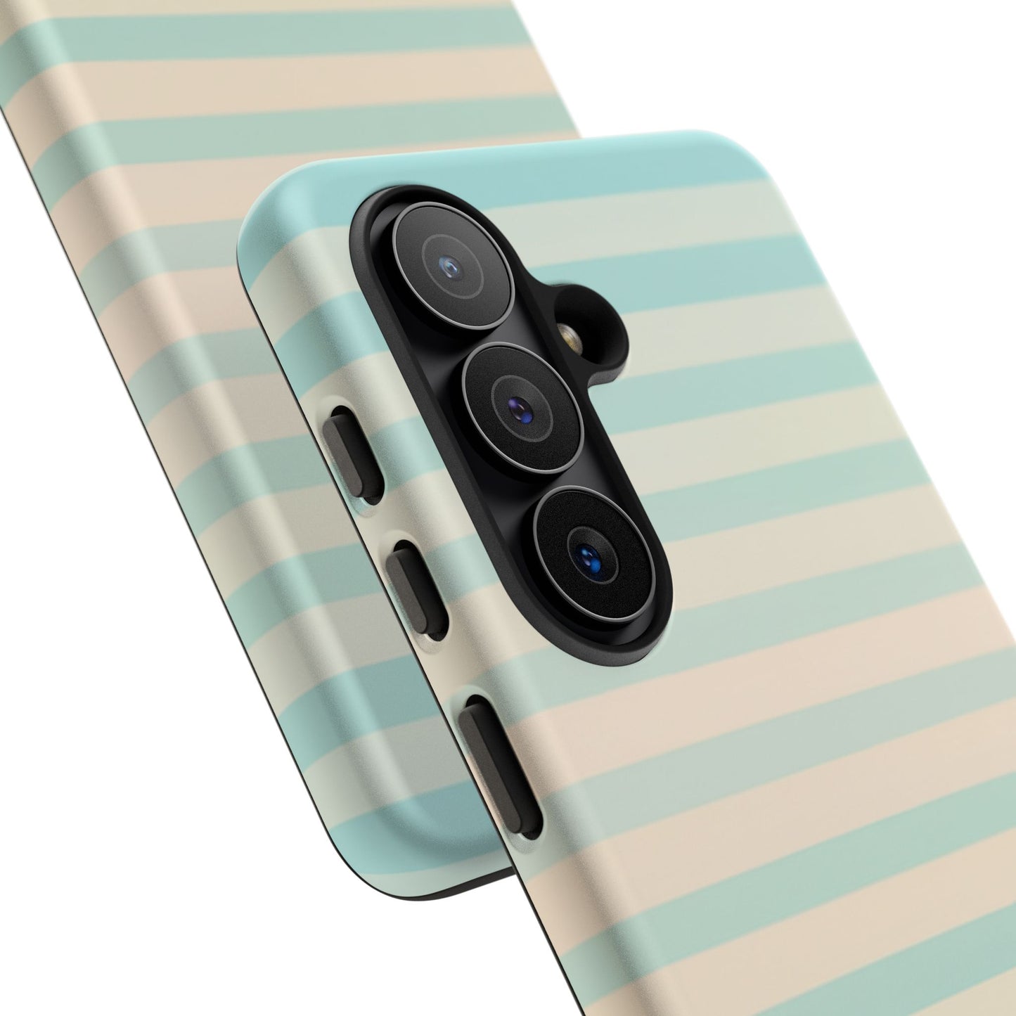 Mint & Cream Striped Tough Phone Case – Pastel Beachy Protective Cover