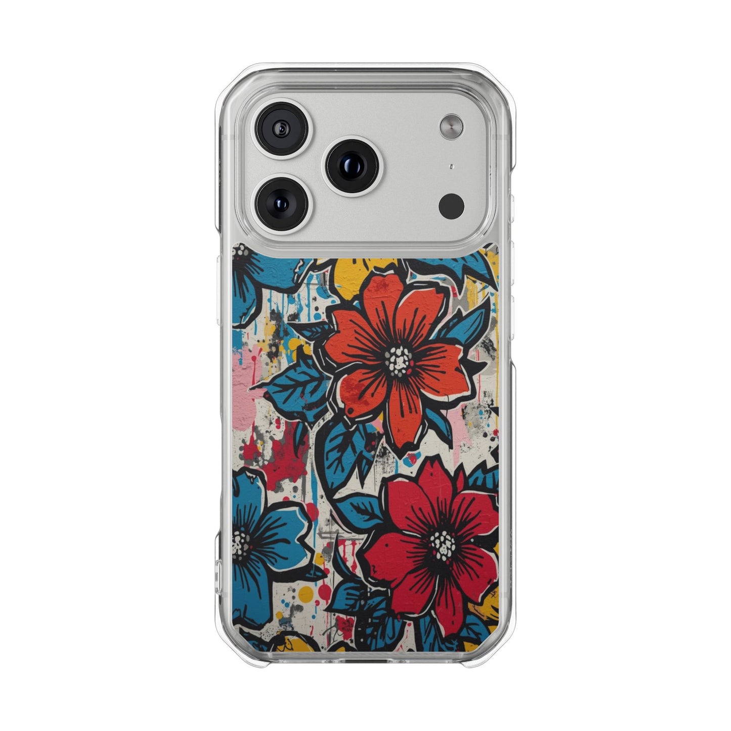 Clear Magnetic Phone Case — Colorful Floral Impact Protection