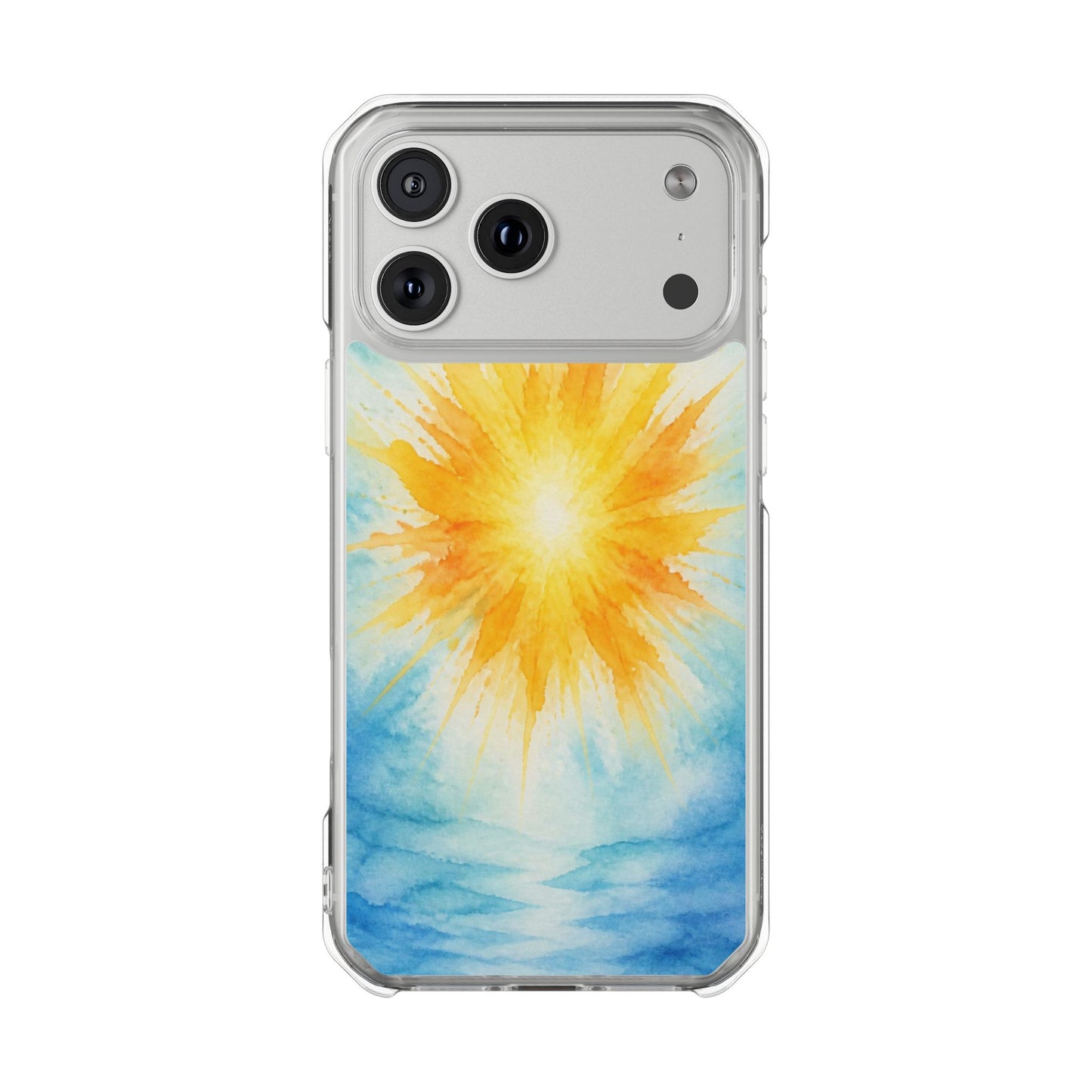 Clear Magnetic Phone Case — Sunshine Watercolor Design