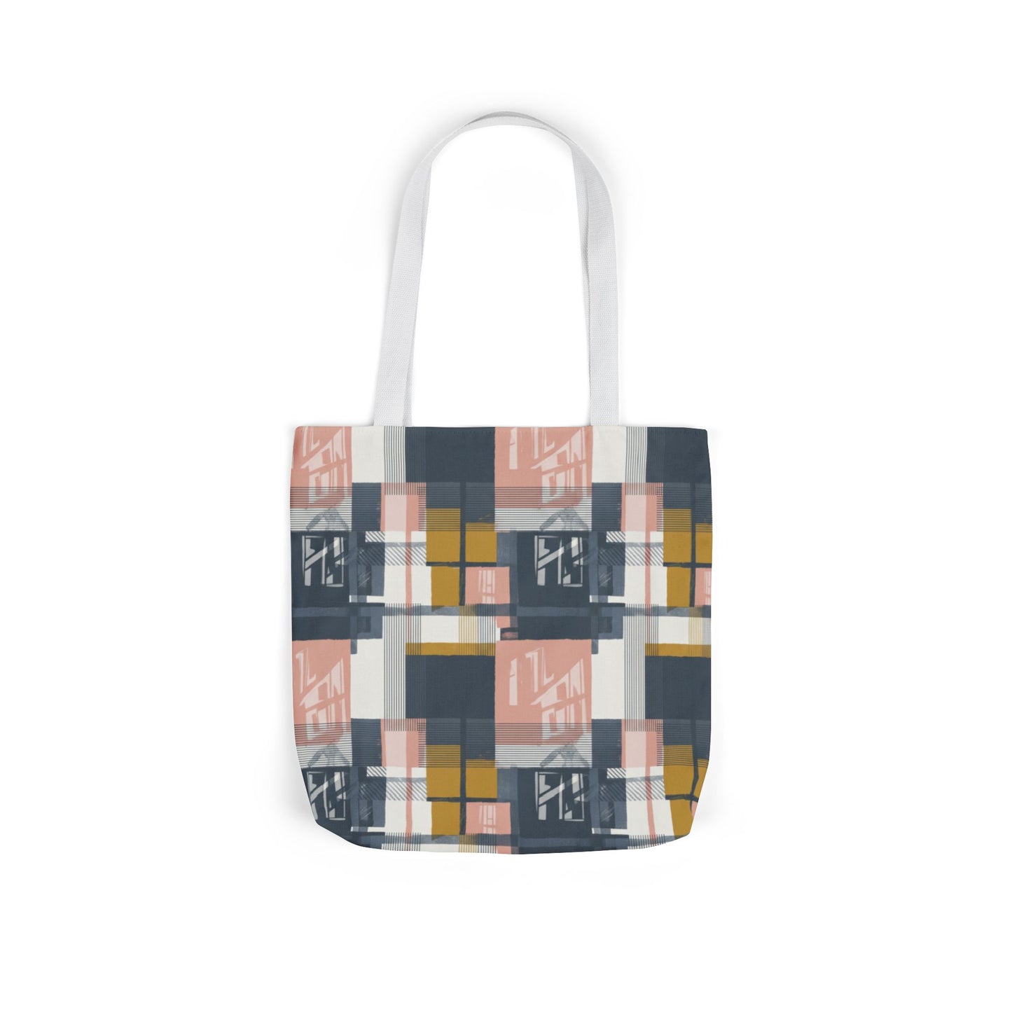 Modern Plaid Canvas Tote Bag – Retro Geometric Print