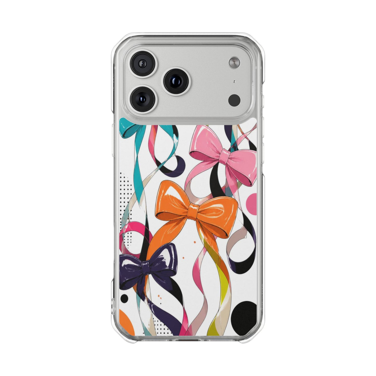 Clear Magnetic Phone Case — Colorful Ribbon & Bow Design