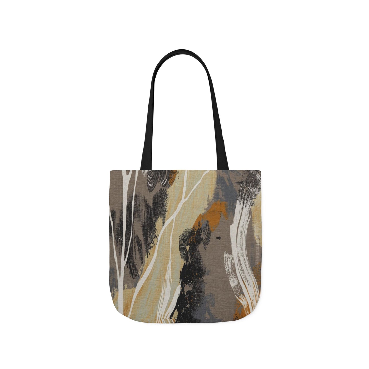 Abstract Earth Tone Canvas Tote Bag — Neutral Brushstroke Eco Shopper