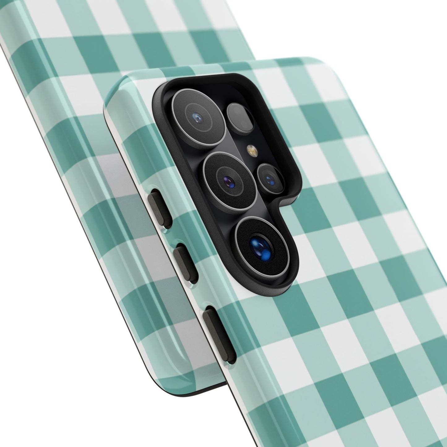 Mint Green Buffalo Check Tough Phone Case — Durable Plaid Protective Cover