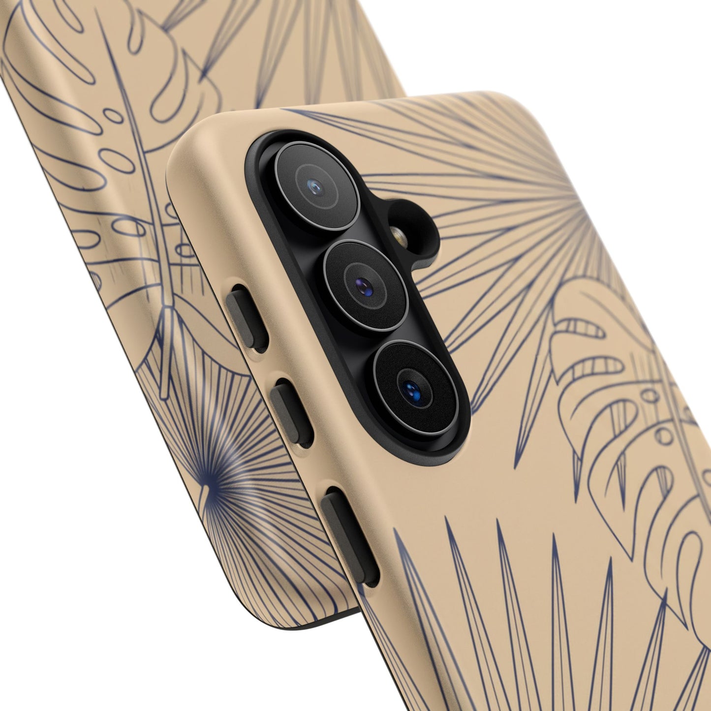 Tropical Palm Leaf Tough Phone Case — Beige Monstera Protective Cover