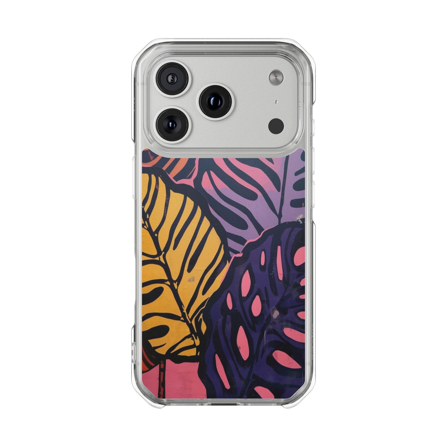 Clear Magnetic Phone Case — Tropical Leaf Art Impact Protection