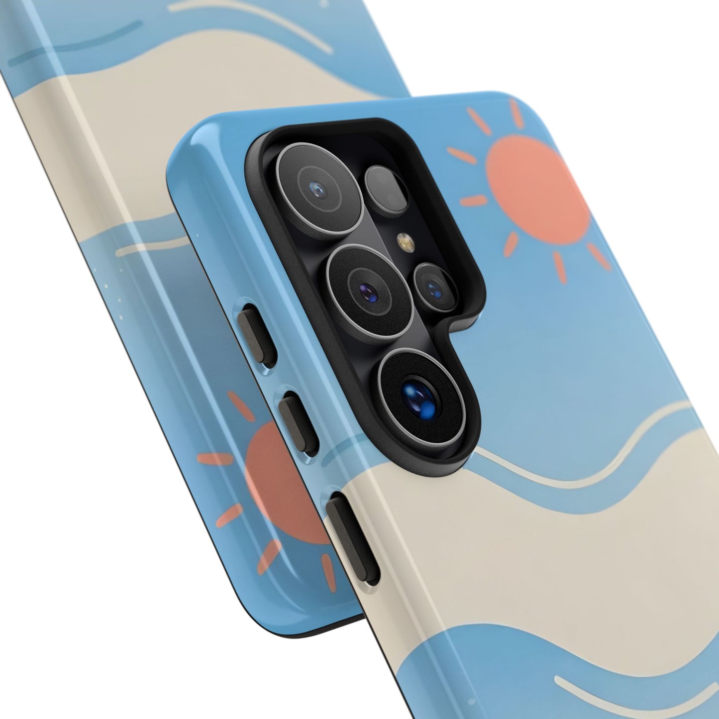 Beach Waves Tough Phone Case — Summer Sun & Seashell Protective Cover
