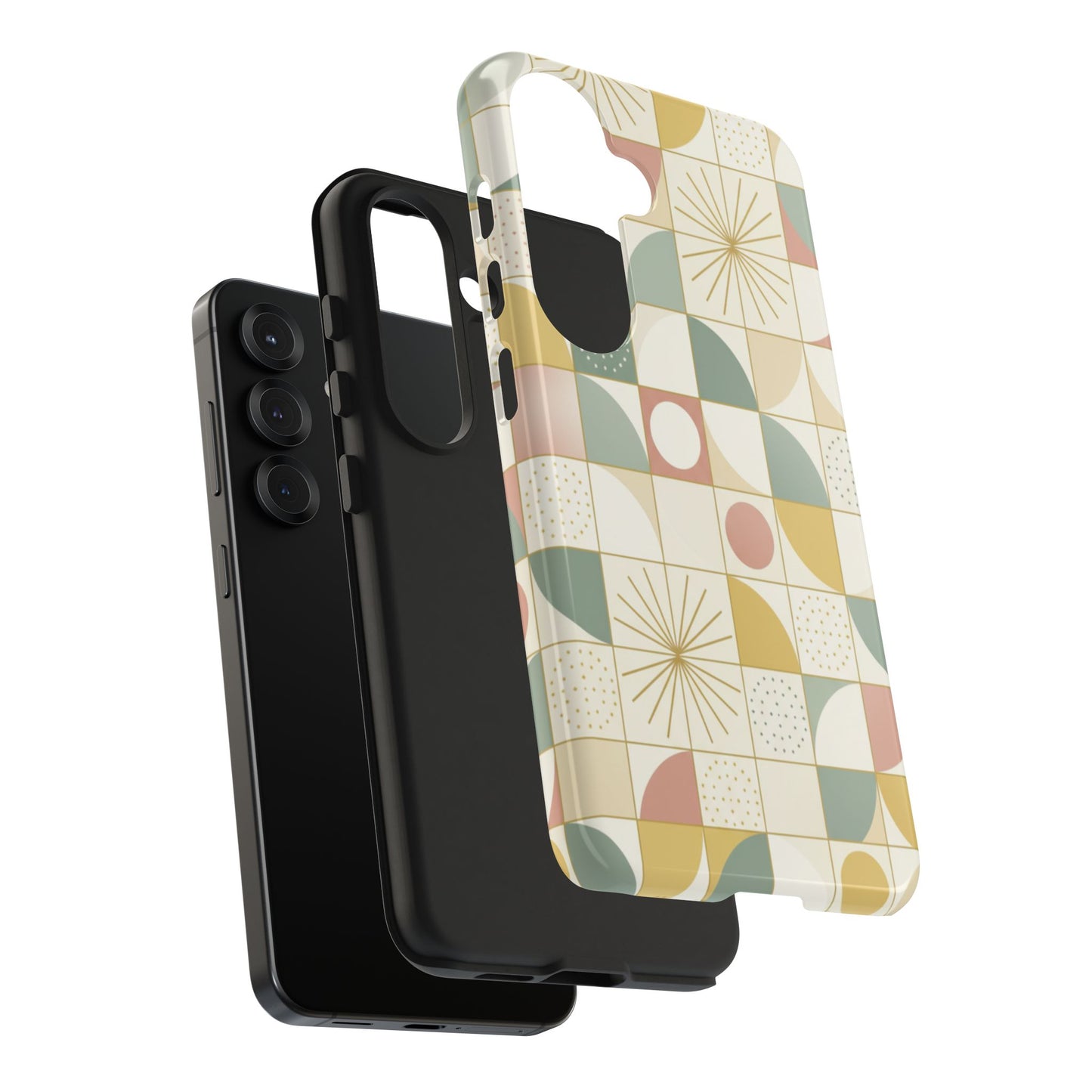 Retro Geometric Tough Phone Case — Pastel Midcentury Pattern