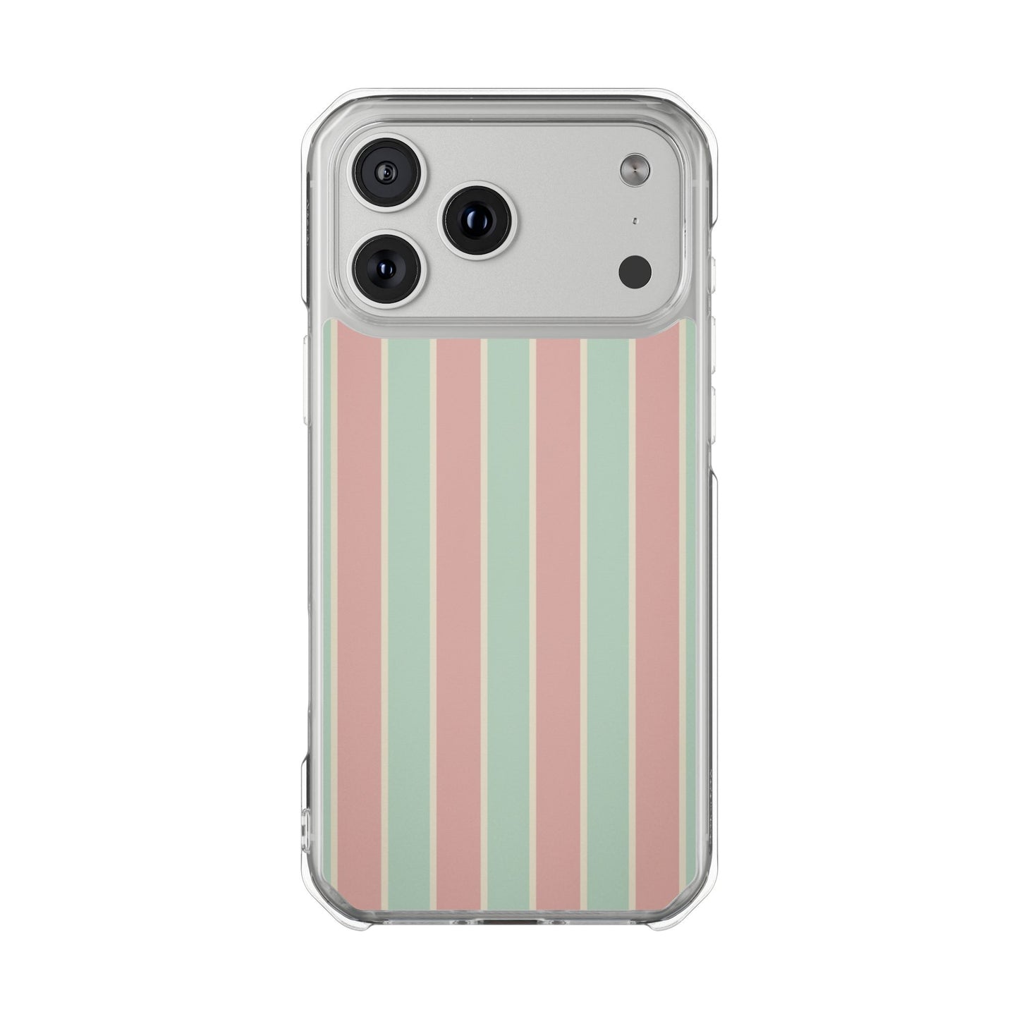 Striped Pastel Clear Phone Case — Magnetic Impact Protective Cover