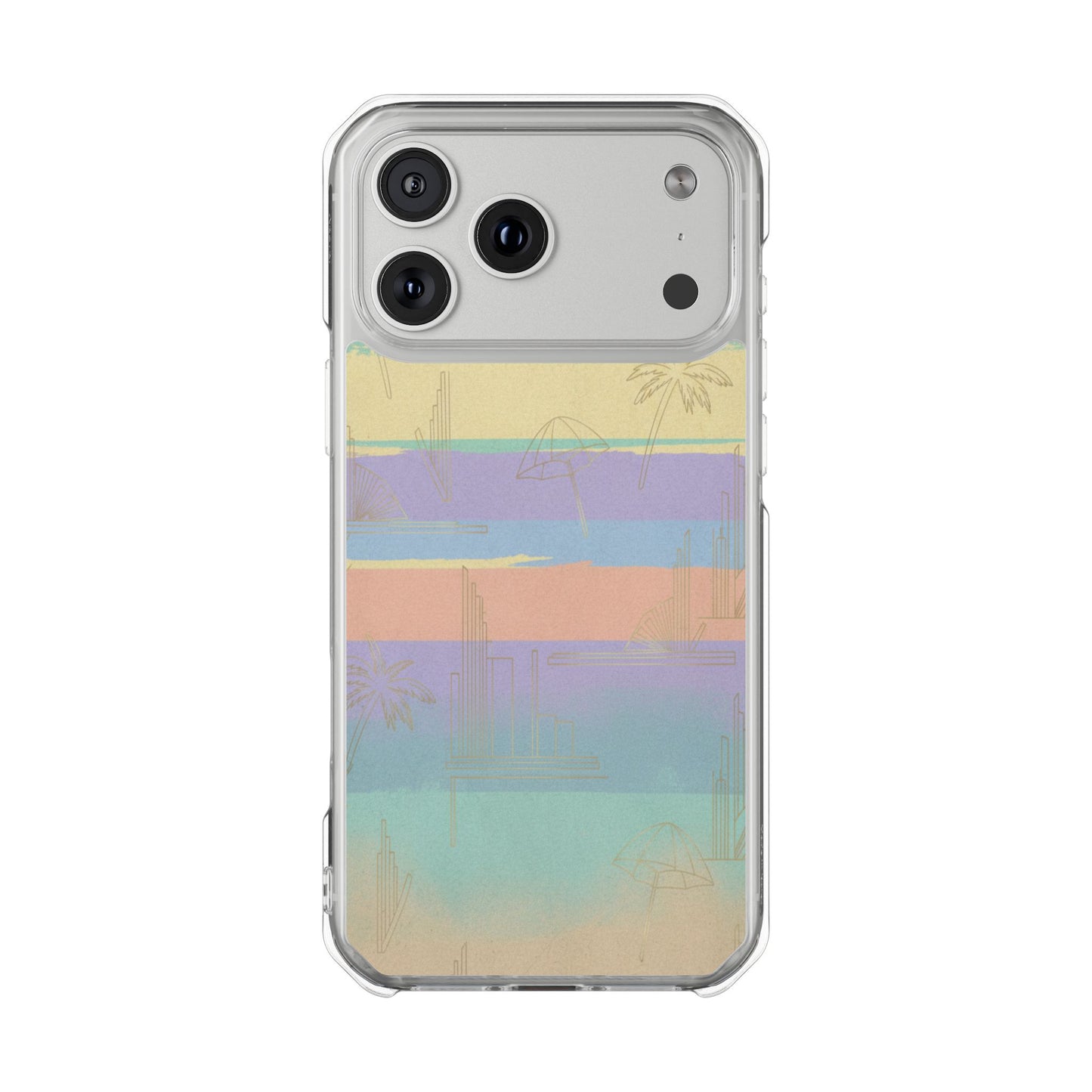 Pastel Stripe Clear Magnetic Impact Phone Case — Retro Beach Vibes