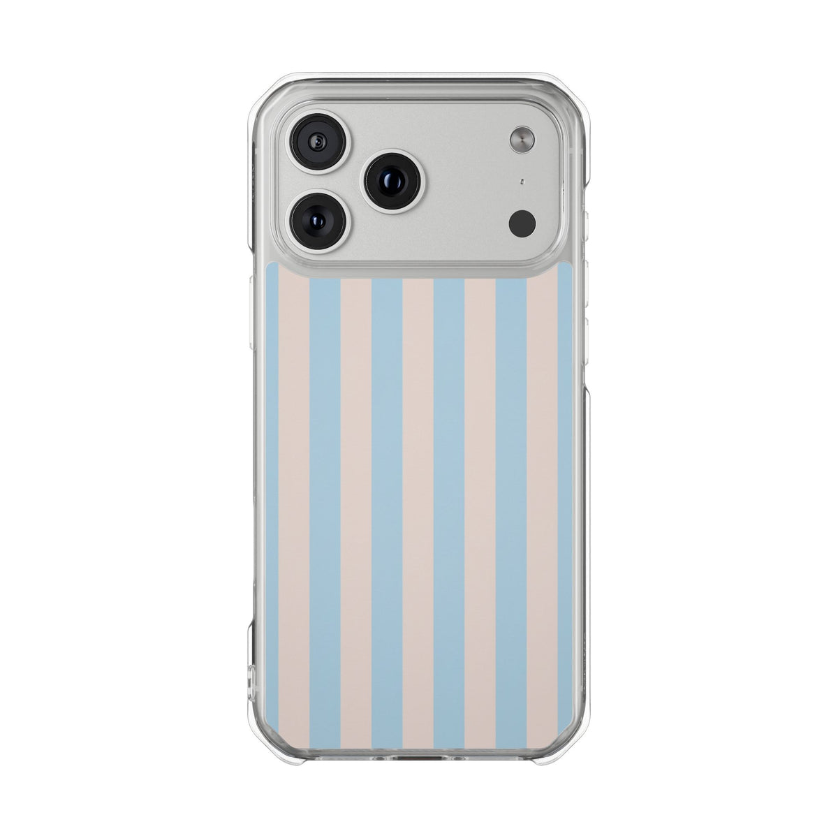 Striped Pastel Clear Phone Case — Blue & Peach Vertical Stripe Magnetic Impact Case