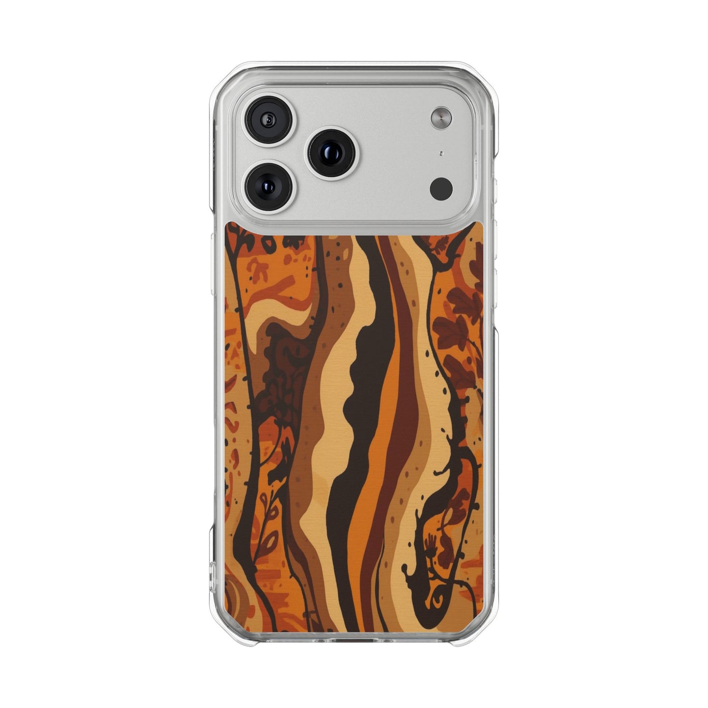 Amber Swirl Magnetic Clear Impact Phone Case — Protective Clear Case with Abstract Woodgrain Design