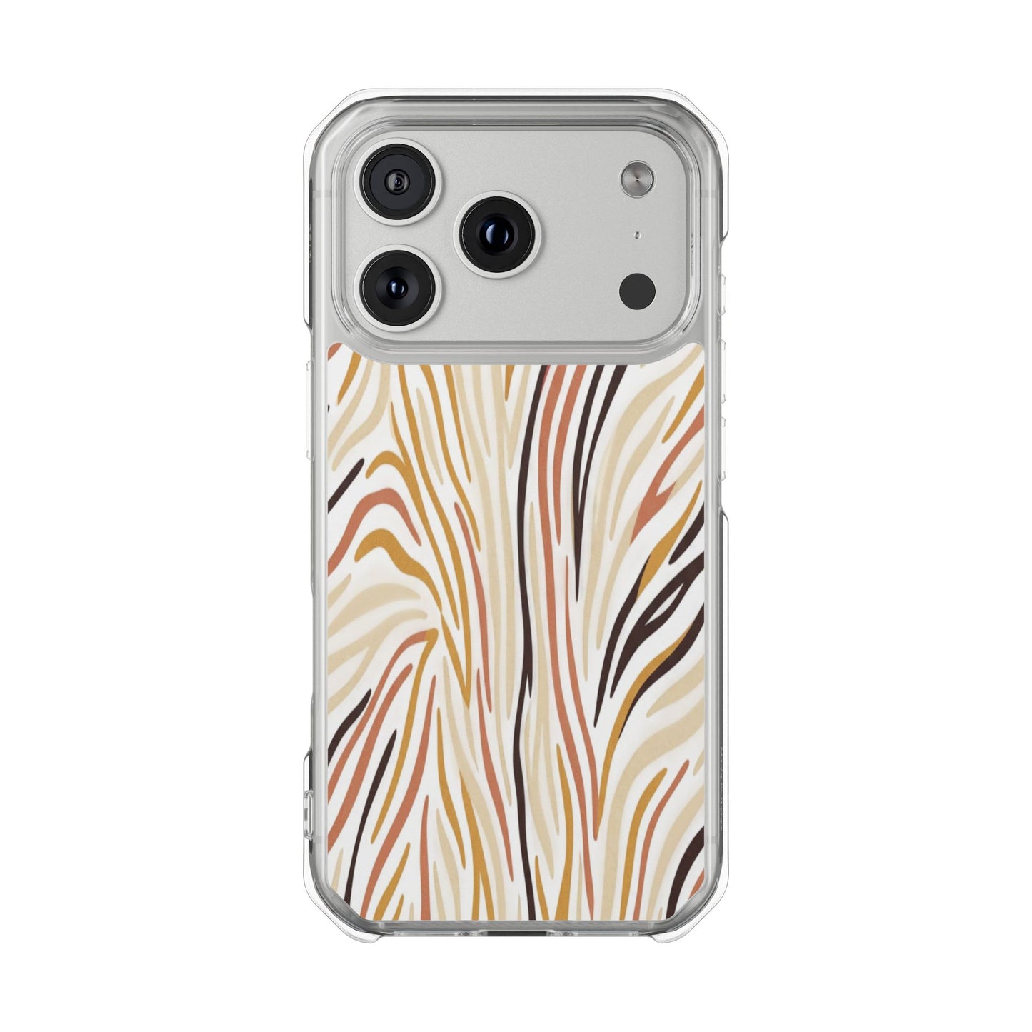 Clear Magnetic Phone Case — Neutral Abstract Marble Wave Design