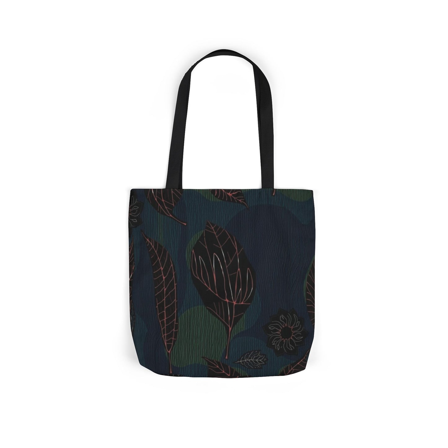 Dark Botanical Canvas Tote Bag with Floral Print