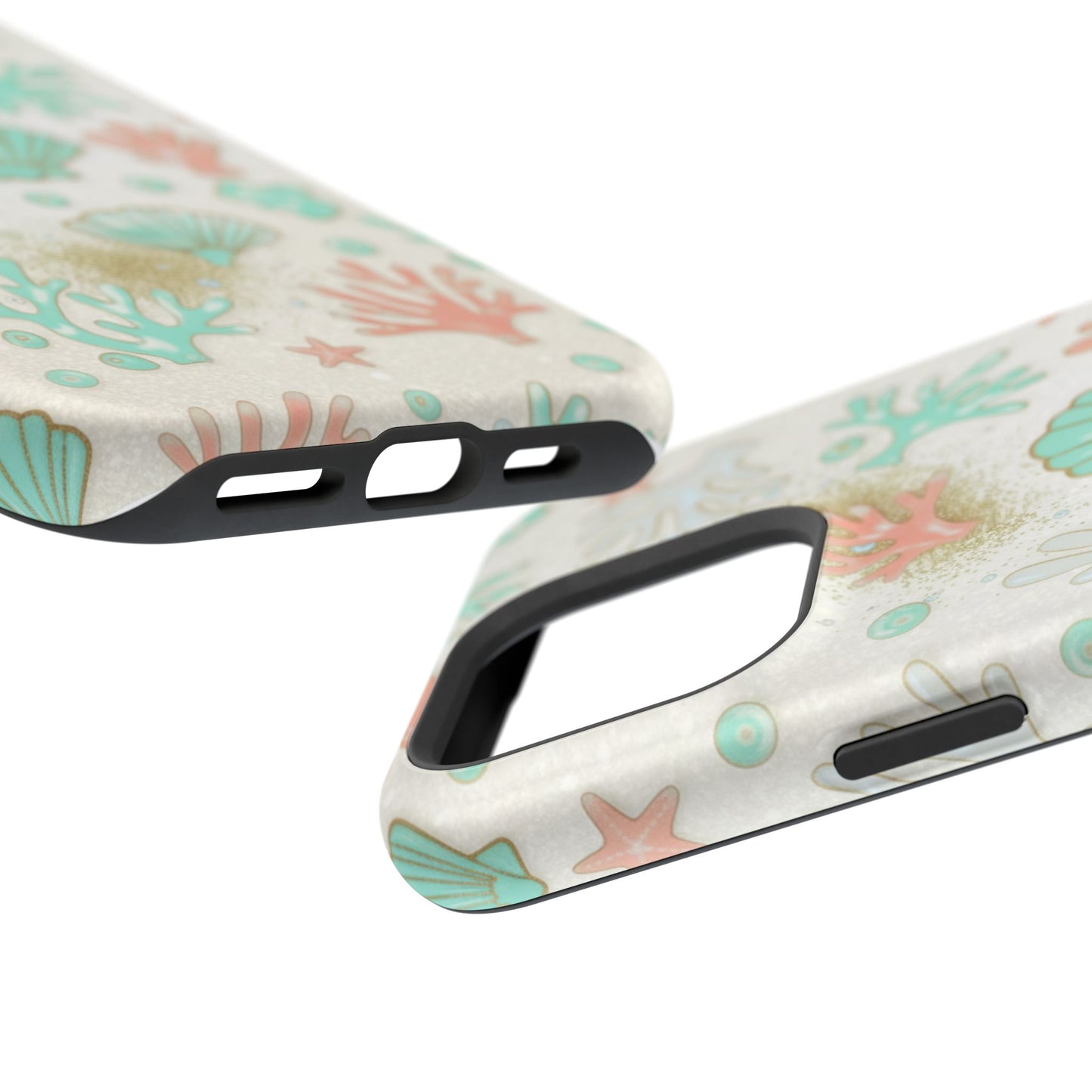 Sea Shells Magnetic Impact Phone Case — Pastel Coral & Teal Beach Design
