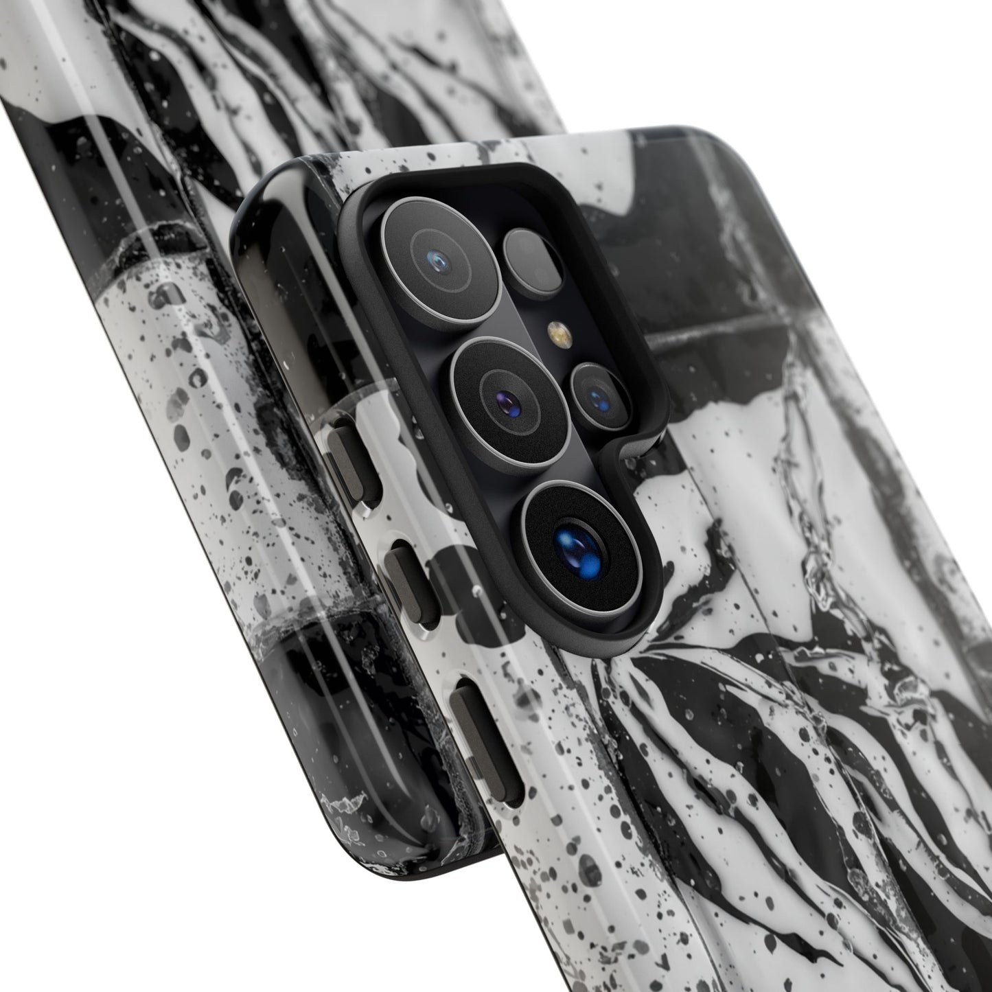 Monochrome Tile Floral Tough Phone Case