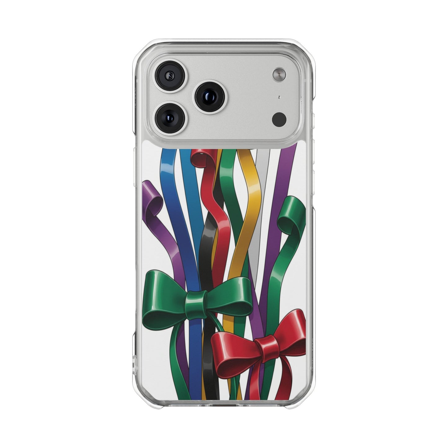 Clear Magnetic Phone Case — Colorful Ribbon Bow Celebration Design