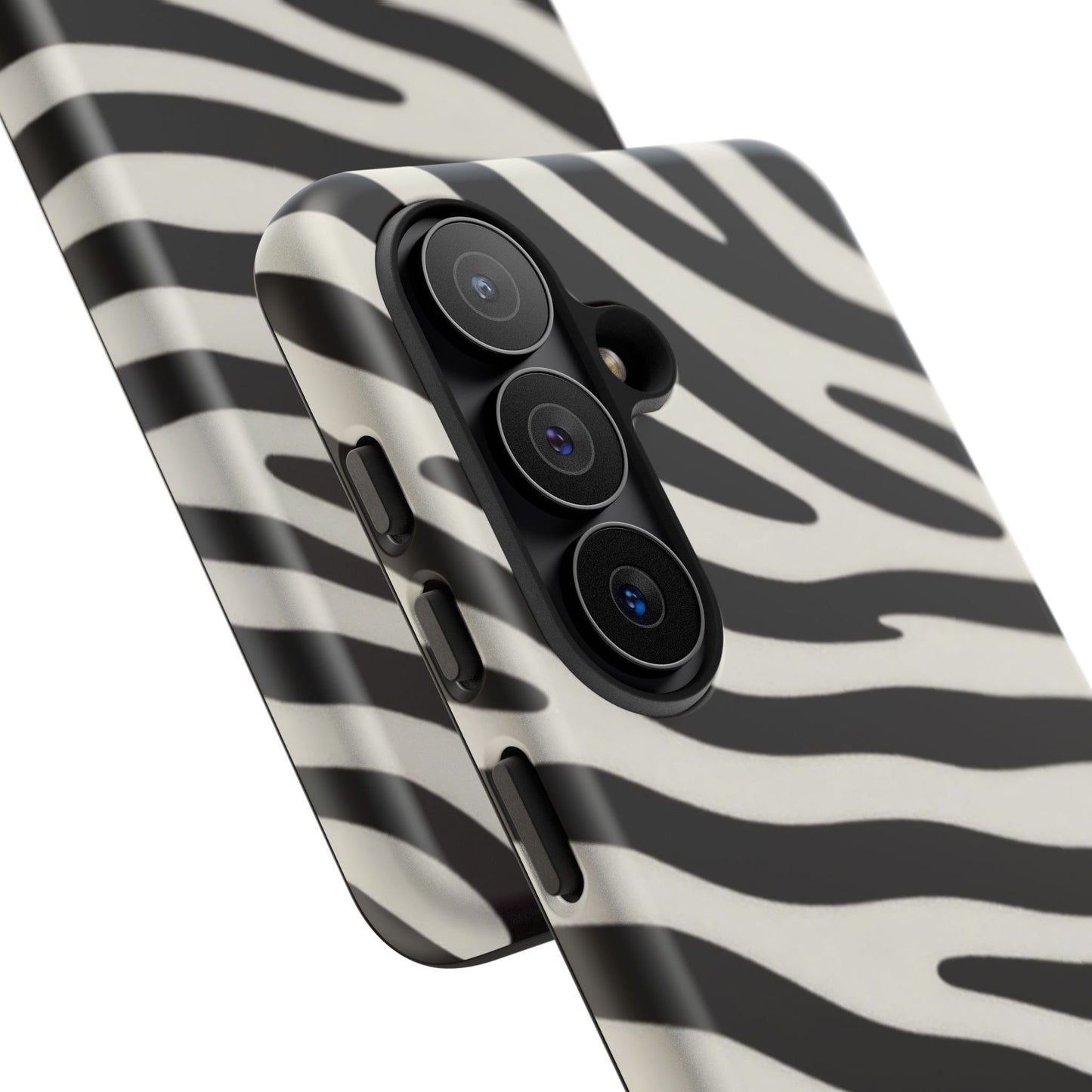 Zebra Print Tough Phone Case — Black & White Protective Cover