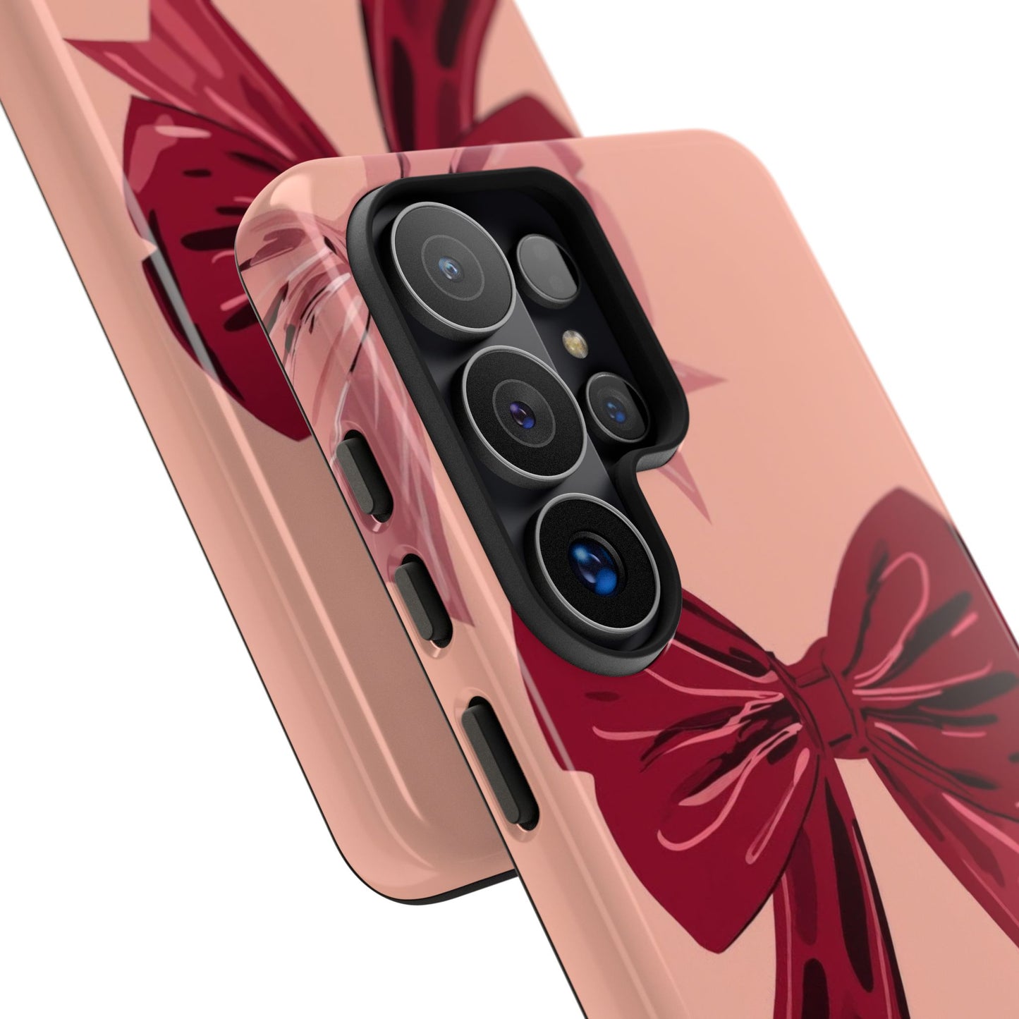 Bow Pattern Tough Phone Case — Pink, Red & Black Decorative Bows