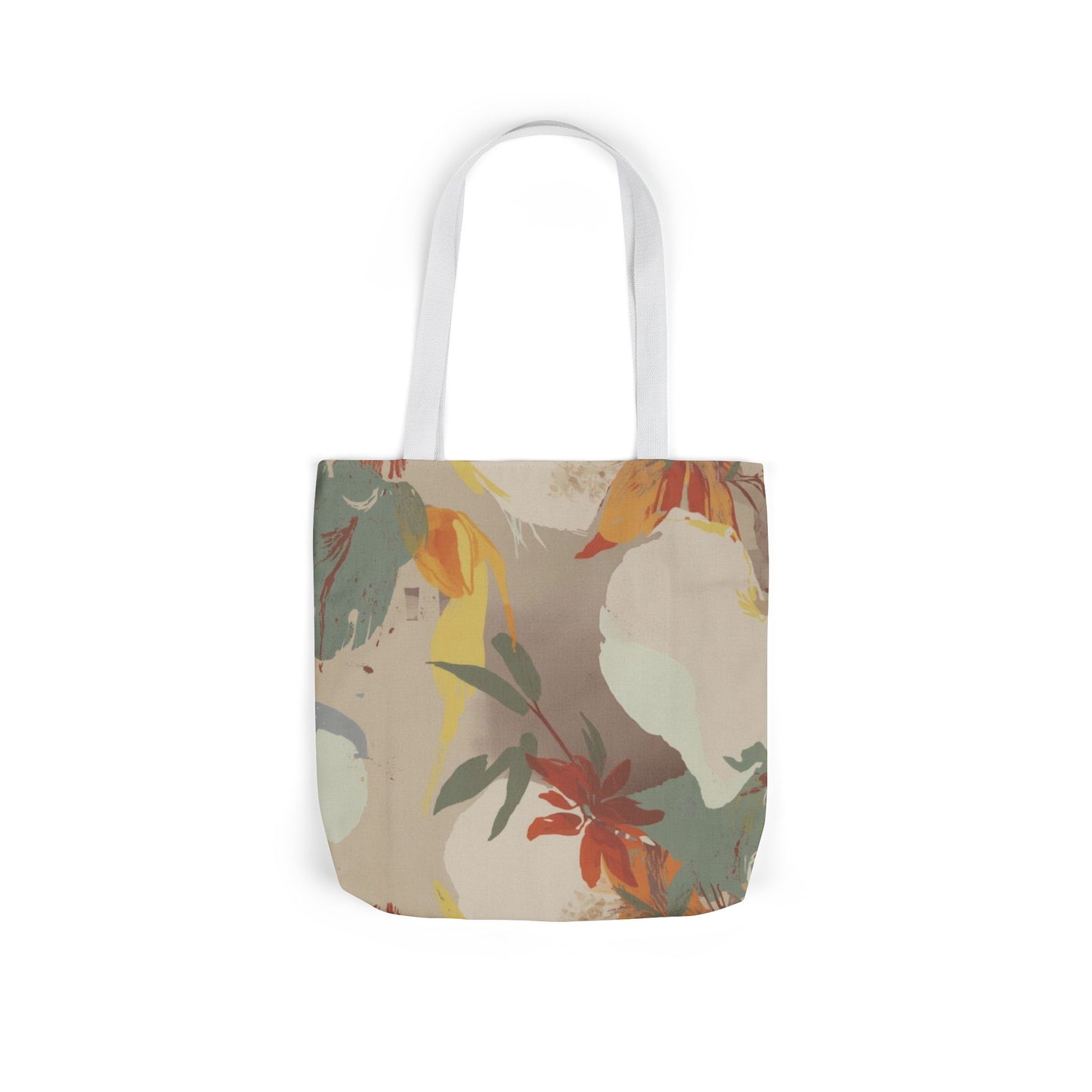 Floral Abstract Canvas Tote — Earth Tones Everyday Bag
