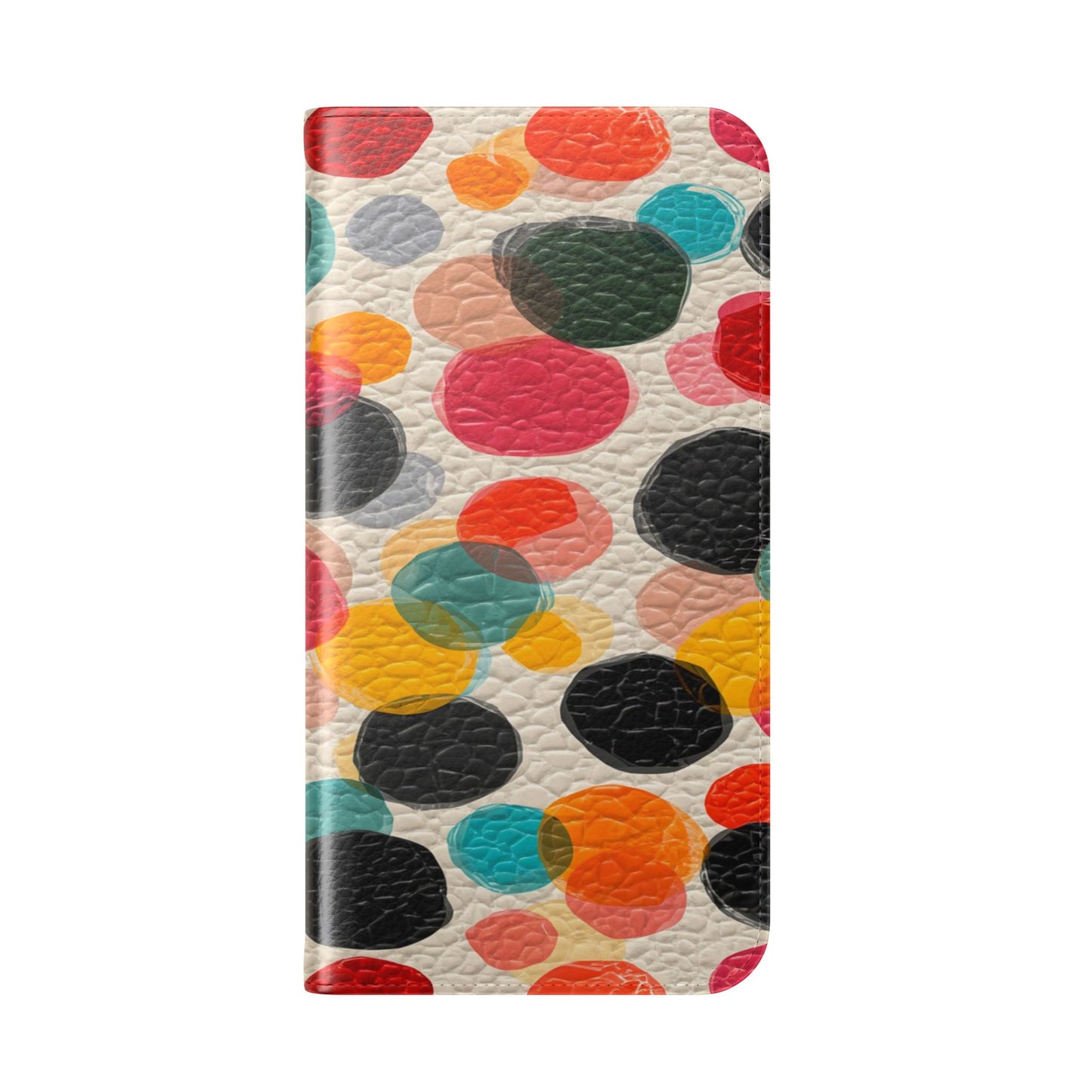 Colorful Confetti Dot Flip Phone Case — Retro Polka Wallet Cover